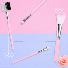 5PCS Cosmetic Eye Shadow Foundation Eyebrow Eyeliner Eyelash Lip Brush Makeup Brushes Tool Make Up Eye Brush Set Pink