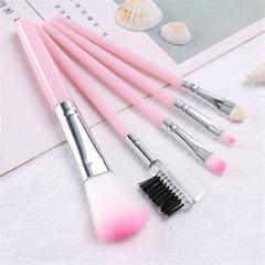 5PCS Cosmetic Eye Shadow Foundation Eyebrow Eyeliner Eyelash Lip Brush Makeup Brushes Tool Make Up Eye Brush Set Pink