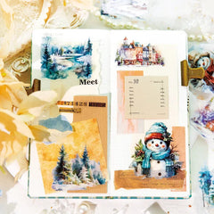 20pcs/bag PET Christmas Town Sticker Romantic Winter Snowpines Snowman Diary Scrapbook DIY Decorative Stickers