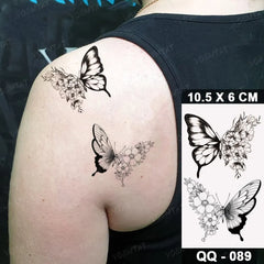 10pcs Color Lavender Small Fresh Waterproof Temporary Tattoo Sticker Line Butterfly Flower Tato Neck Women Men Kids Fake Tattoos