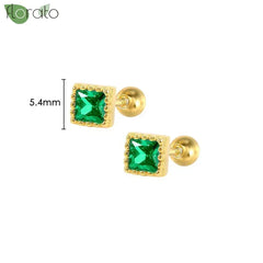 925 Sterling Silver Needle Luxury Green Crystal CZ Earrings 2023 New Gold Small Hoop Earrings for Women Fashion Puncture Jewelry