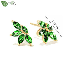 925 Sterling Silver Needle Luxury Green Crystal CZ Earrings 2023 New Gold Small Hoop Earrings for Women Fashion Puncture Jewelry