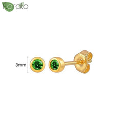 925 Sterling Silver Needle Luxury Green Crystal CZ Earrings 2023 New Gold Small Hoop Earrings for Women Fashion Puncture Jewelry