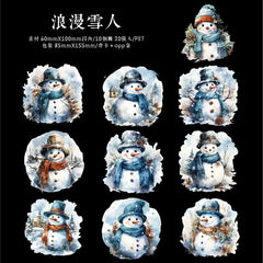 20pcs/bag PET Christmas Town Sticker Romantic Winter Snowpines Snowman Diary Scrapbook DIY Decorative Stickers