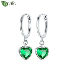 925 Sterling Silver Needle Luxury Green Crystal CZ Earrings 2023 New Gold Small Hoop Earrings for Women Fashion Puncture Jewelry