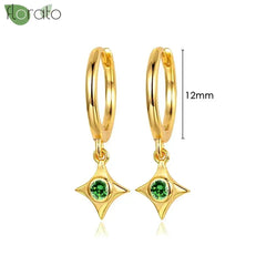 925 Sterling Silver Needle Luxury Green Crystal CZ Earrings 2023 New Gold Small Hoop Earrings for Women Fashion Puncture Jewelry