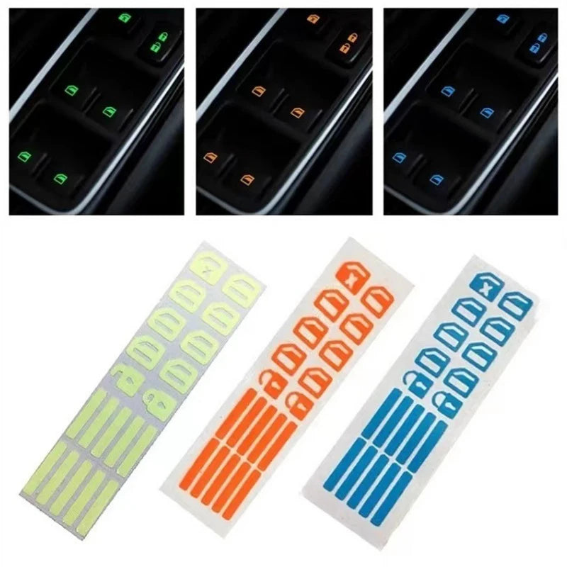 Car Luminous Car Window Button Sticker Night Glowing Lifting Switch Safety Decoration Stickers Door Window Lifter Switch Decals