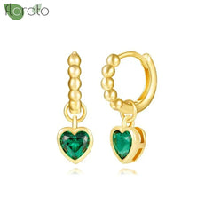 925 Sterling Silver Needle Luxury Green Crystal CZ Earrings 2023 New Gold Small Hoop Earrings for Women Fashion Puncture Jewelry