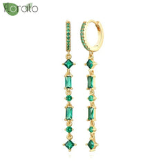 925 Sterling Silver Needle Luxury Green Crystal CZ Earrings 2023 New Gold Small Hoop Earrings for Women Fashion Puncture Jewelry