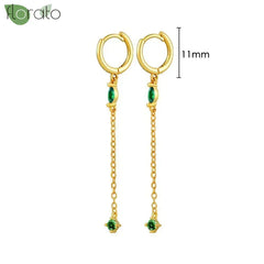 925 Sterling Silver Needle Luxury Green Crystal CZ Earrings 2023 New Gold Small Hoop Earrings for Women Fashion Puncture Jewelry