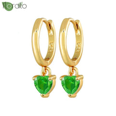 925 Sterling Silver Needle Luxury Green Crystal CZ Earrings 2023 New Gold Small Hoop Earrings for Women Fashion Puncture Jewelry