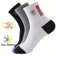 10 pairs Breathable Men's Basketball Crew Socks for Spring and Fall Sweat Absorption Deodorant Sports Stockings