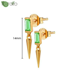 925 Sterling Silver Needle Luxury Green Crystal CZ Earrings 2023 New Gold Small Hoop Earrings for Women Fashion Puncture Jewelry