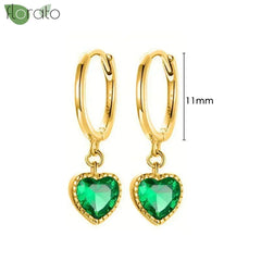 925 Sterling Silver Needle Luxury Green Crystal CZ Earrings 2023 New Gold Small Hoop Earrings for Women Fashion Puncture Jewelry