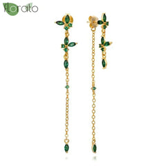 925 Sterling Silver Needle Luxury Green Crystal CZ Earrings 2023 New Gold Small Hoop Earrings for Women Fashion Puncture Jewelry