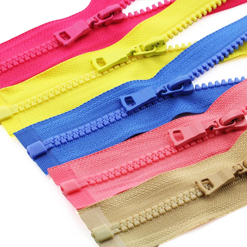 1pc 5# 55/60/70/80/90cm Resin Zipper Open-End Auto Lock Plastic Zippers for Sewing Clothing Jacket Bag