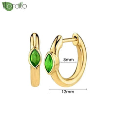 925 Sterling Silver Needle Luxury Green Crystal CZ Earrings 2023 New Gold Small Hoop Earrings for Women Fashion Puncture Jewelry