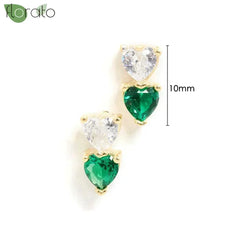 925 Sterling Silver Needle Luxury Green Crystal CZ Earrings 2023 New Gold Small Hoop Earrings for Women Fashion Puncture Jewelry