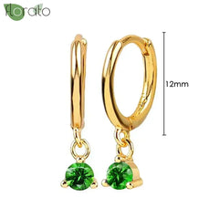 925 Sterling Silver Needle Luxury Green Crystal CZ Earrings 2023 New Gold Small Hoop Earrings for Women Fashion Puncture Jewelry