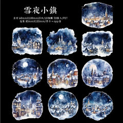 20pcs/bag PET Christmas Town Sticker Romantic Winter Snowpines Snowman Diary Scrapbook DIY Decorative Stickers