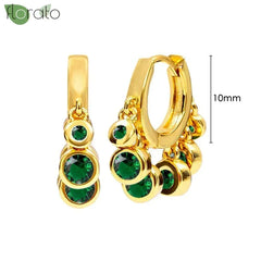 925 Sterling Silver Needle Luxury Green Crystal CZ Earrings 2023 New Gold Small Hoop Earrings for Women Fashion Puncture Jewelry