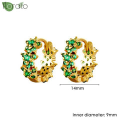 925 Sterling Silver Needle Luxury Green Crystal CZ Earrings 2023 New Gold Small Hoop Earrings for Women Fashion Puncture Jewelry