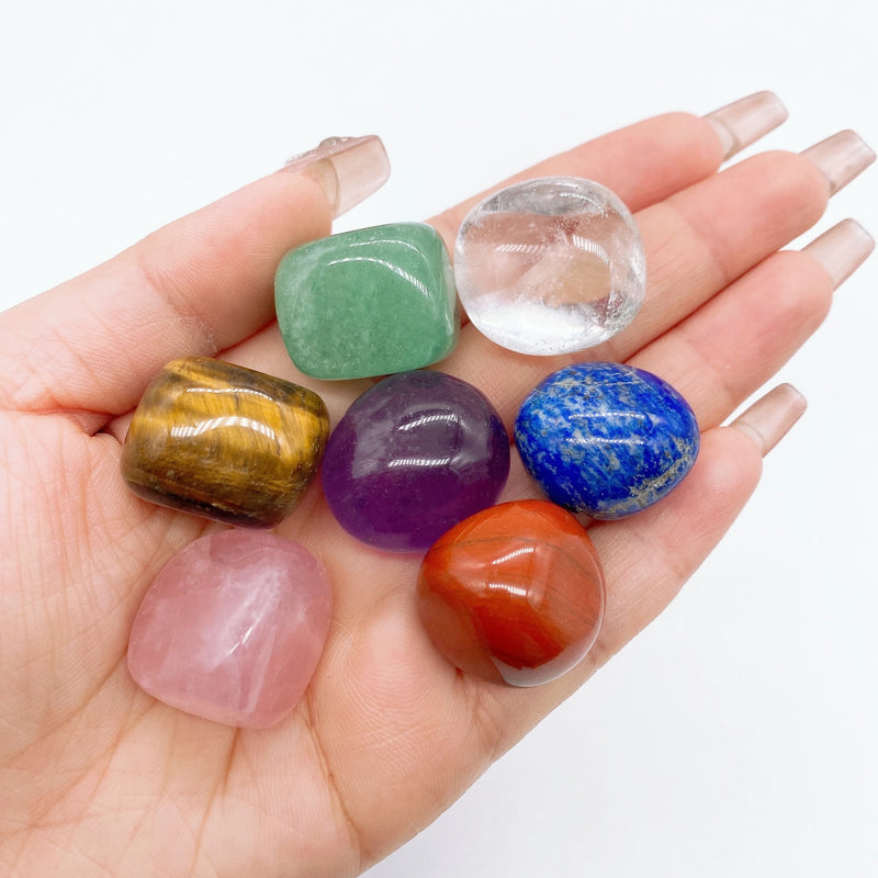 7pcs/set Natural Amethyst Palm Chakra Crystal Quartz Stone Magic Witch Tumble Reiki Healing Home Decoration Aquarium Gift