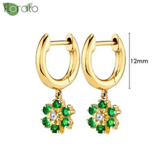 925 Sterling Silver Needle Luxury Green Crystal CZ Earrings 2023 New Gold Small Hoop Earrings for Women Fashion Puncture Jewelry