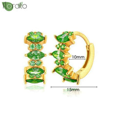 925 Sterling Silver Needle Luxury Green Crystal CZ Earrings 2023 New Gold Small Hoop Earrings for Women Fashion Puncture Jewelry