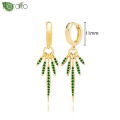 925 Sterling Silver Needle Luxury Green Crystal CZ Earrings 2023 New Gold Small Hoop Earrings for Women Fashion Puncture Jewelry