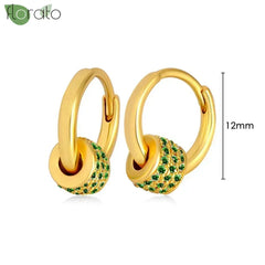 925 Sterling Silver Needle Luxury Green Crystal CZ Earrings 2023 New Gold Small Hoop Earrings for Women Fashion Puncture Jewelry