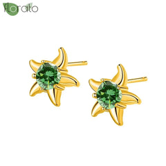 925 Sterling Silver Needle Luxury Green Crystal CZ Earrings 2023 New Gold Small Hoop Earrings for Women Fashion Puncture Jewelry