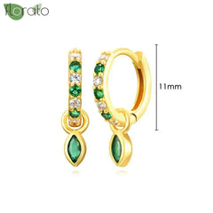 925 Sterling Silver Needle Luxury Green Crystal CZ Earrings 2023 New Gold Small Hoop Earrings for Women Fashion Puncture Jewelry