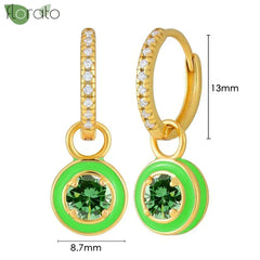 925 Sterling Silver Needle Luxury Green Crystal CZ Earrings 2023 New Gold Small Hoop Earrings for Women Fashion Puncture Jewelry