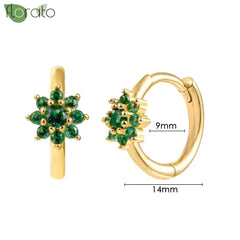 925 Sterling Silver Needle Luxury Green Crystal CZ Earrings 2023 New Gold Small Hoop Earrings for Women Fashion Puncture Jewelry