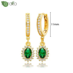 925 Sterling Silver Needle Luxury Green Crystal CZ Earrings 2023 New Gold Small Hoop Earrings for Women Fashion Puncture Jewelry