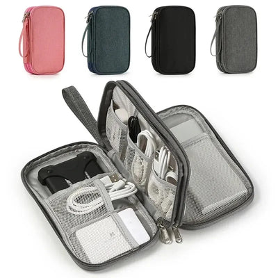 1pc Pink/Grey/Black/Navy Travel Portable Digital Product Storage Bag USB Data Cable Organizer Headset Charging Treasure Box Bag