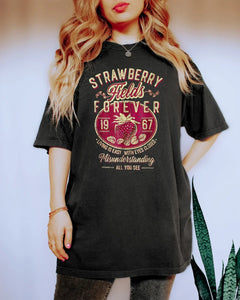 Beatle Strawberry Fields Rock Band Tee Old School Short Sleeve Band Shirt Loose Casual Apparel Y2K Top Daily Trendy Streetwear