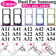 5Pcs Phone SIM Chip Holder Slot Adapter Drawer SIM Card Tray Holder Slot For Samsung A11 A21 A31 A41 A51 A12 A22 A32 A42 A52 A72