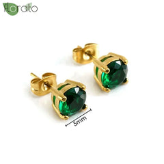 925 Sterling Silver Needle Luxury Green Crystal CZ Earrings 2023 New Gold Small Hoop Earrings for Women Fashion Puncture Jewelry