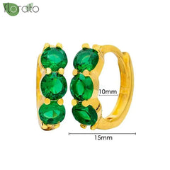 925 Sterling Silver Needle Luxury Green Crystal CZ Earrings 2023 New Gold Small Hoop Earrings for Women Fashion Puncture Jewelry