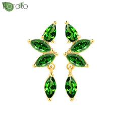 925 Sterling Silver Needle Luxury Green Crystal CZ Earrings 2023 New Gold Small Hoop Earrings for Women Fashion Puncture Jewelry