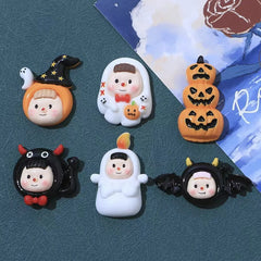 10PCS Resin Colorful Cute, Terrifying Halloween baby festival cartoon Scrapbook Flatback 3D food Figurine DIY Decor Crafts