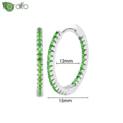 925 Sterling Silver Needle Luxury Green Crystal CZ Earrings 2023 New Gold Small Hoop Earrings for Women Fashion Puncture Jewelry