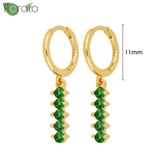 925 Sterling Silver Needle Luxury Green Crystal CZ Earrings 2023 New Gold Small Hoop Earrings for Women Fashion Puncture Jewelry