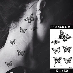 10pcs Color Lavender Small Fresh Waterproof Temporary Tattoo Sticker Line Butterfly Flower Tato Neck Women Men Kids Fake Tattoos