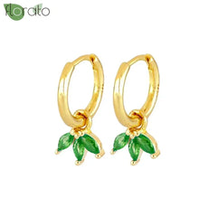 925 Sterling Silver Needle Luxury Green Crystal CZ Earrings 2023 New Gold Small Hoop Earrings for Women Fashion Puncture Jewelry