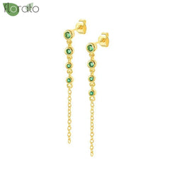 925 Sterling Silver Needle Luxury Green Crystal CZ Earrings 2023 New Gold Small Hoop Earrings for Women Fashion Puncture Jewelry