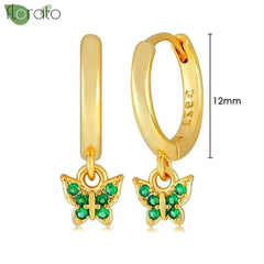 925 Sterling Silver Needle Luxury Green Crystal CZ Earrings 2023 New Gold Small Hoop Earrings for Women Fashion Puncture Jewelry