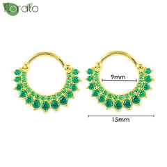 925 Sterling Silver Needle Luxury Green Crystal CZ Earrings 2023 New Gold Small Hoop Earrings for Women Fashion Puncture Jewelry